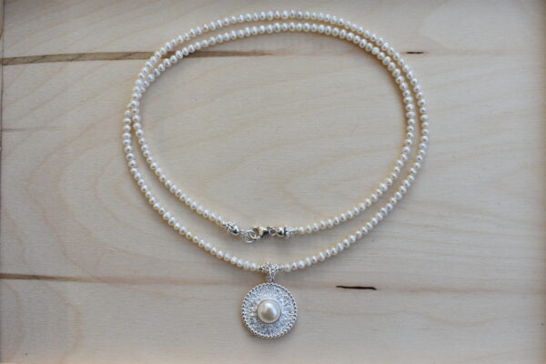 Perlenkette mit Anhänger Silber